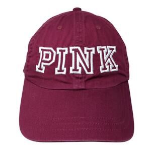 PINK Victoria's Secret Slideback Hat Red One Size Solid Embroidered